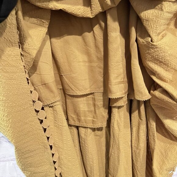 Anthropologie Maeve High Low Midi Dress Strapless Tiered Boho Gold Size XL New - Picture 5 of 12